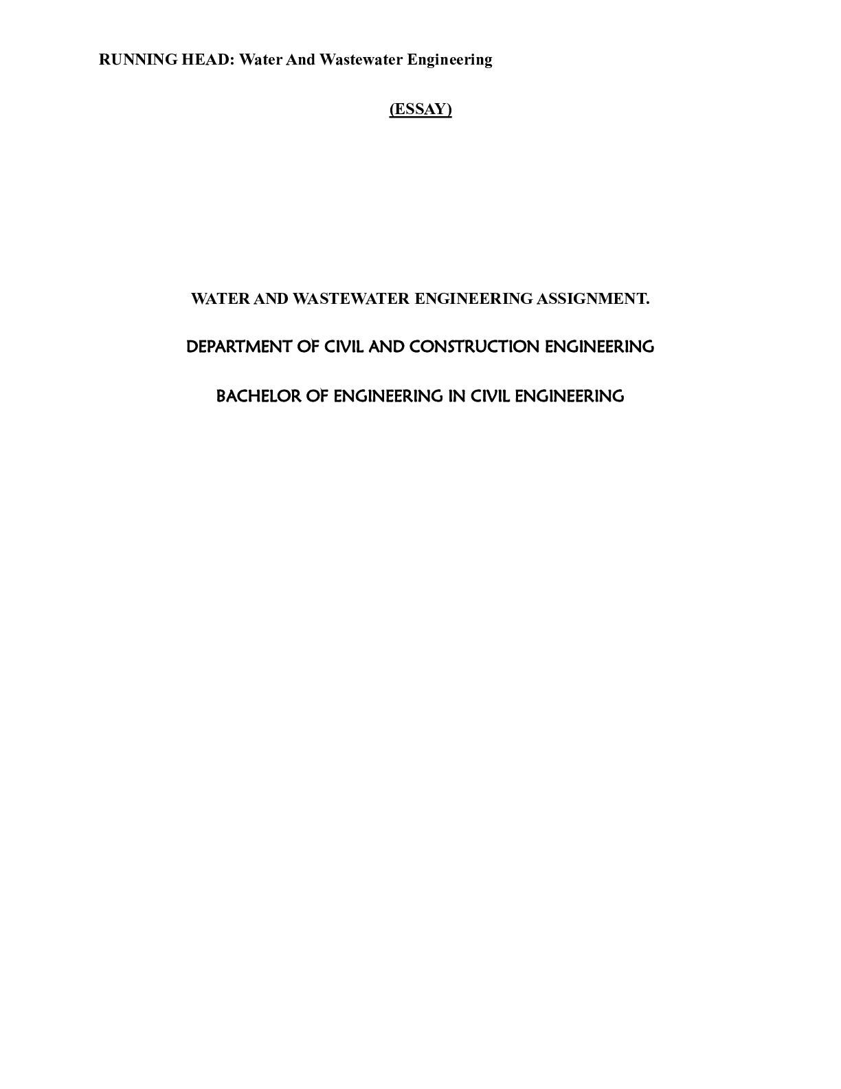 Preview image for [ESSAY] ENGINEERING 102 - Waste and Wastewater Engineering.